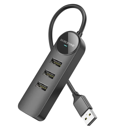 Borofone Erudite DH5 4 az 1-ben adapter USB - 4xUSB 2.0 1.2m fekete - 5