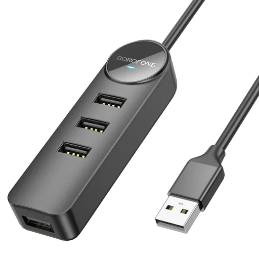 Borofone Erudite DH5 4 az 1-ben adapter USB - 4xUSB 2.0 1.2m fekete - 1