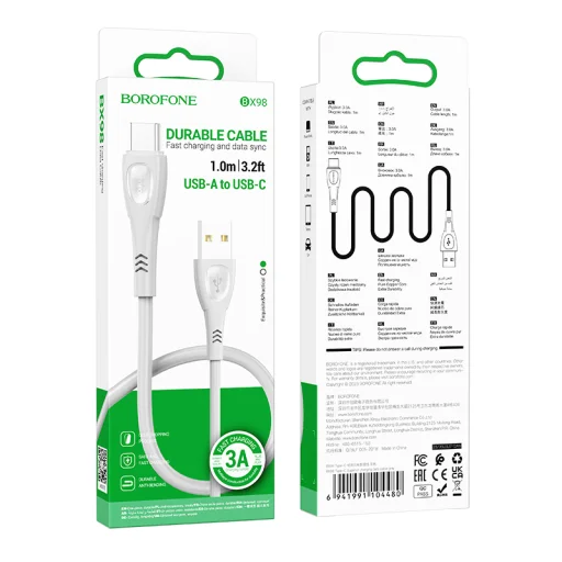 Borofone Superior BX98 USB - Type C kábel 3A 1m sivý - 4
