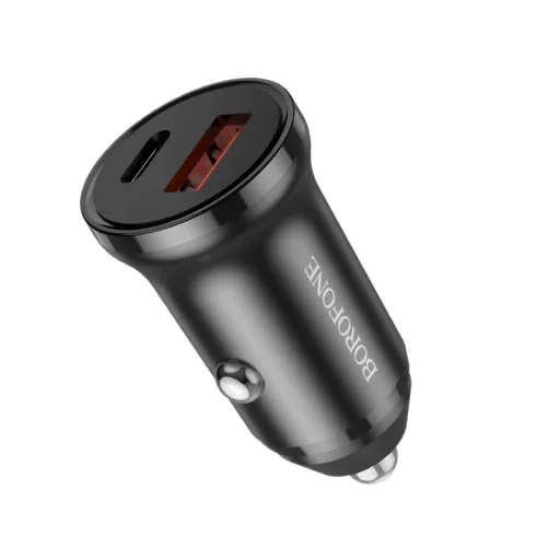 Borofone BZ18A autós töltő USB + Type C pD 20W QC 3.0 18W fekete - 1