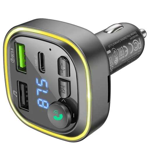 Borofone BC48 Broad FM Transmitter Bluetooth, MP3 2xUSB + Type C QC 3.0 18W fekete - 6