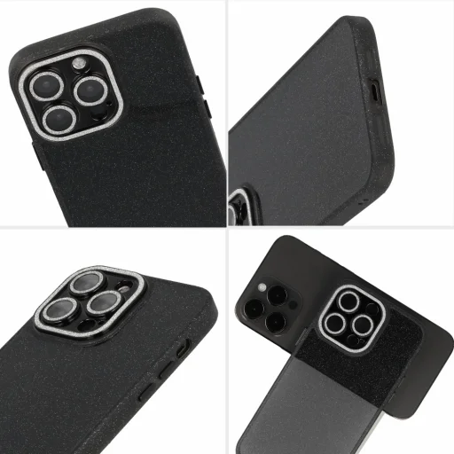 iPhone 13 Pro Liquid Glitter Camera tok fekete - 4