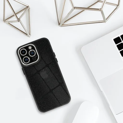 iPhone 13 Pro Liquid Glitter Camera tok fekete - 8