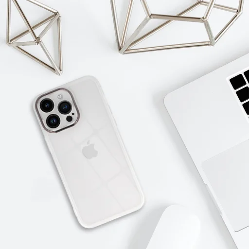 Védőlencse tok iPhone 15 Plus fehér átlátszó tok - 5