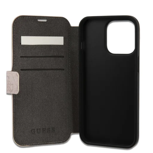 iPhone 15 Pro Guess PU 4G Metal Logo fliptok rózsaszín (GUBKP15L4GMGPI) - 6