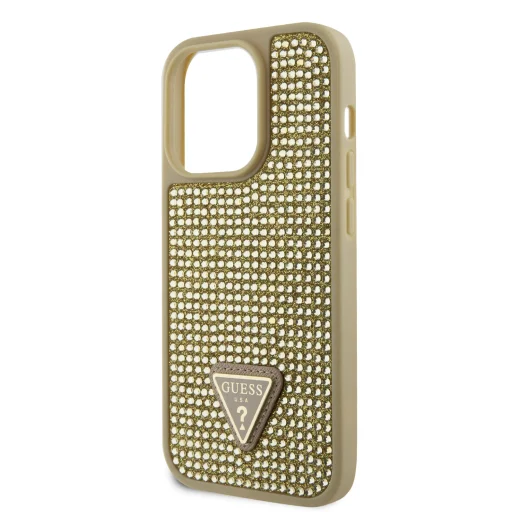 iPhone 15 Pro Guess Rhinestones Triangle Metal Logo tok arany (GUHCP15LHDGTPD) - 4