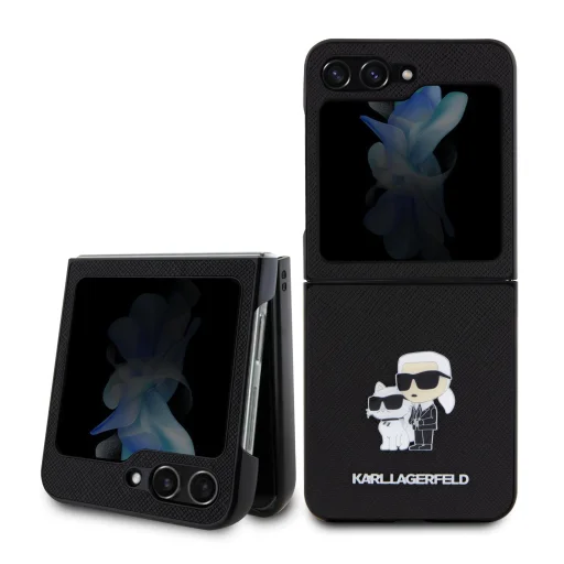 Samsung Galaxy Z Flip 5 Karl Lagerfeld PU Saffiano Karl és Choupette NFT tok fekete (KLHCZF5SAKCNPK) - 1