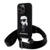  iPhone 15 Fekete Karl Lagerfeld Liquid Silicone Crossbody Ikonik tok (KLHCP15SSCBSKNK) thumbnail