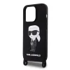  iPhone 15 Fekete Karl Lagerfeld Liquid Silicone Crossbody Ikonik tok (KLHCP15SSCBSKNK) thumbnail