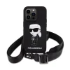  iPhone 15 Fekete Karl Lagerfeld Liquid Silicone Crossbody Ikonik tok (KLHCP15SSCBSKNK) thumbnail