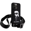  iPhone 15 Fekete Karl Lagerfeld Liquid Silicone Crossbody Ikonik tok (KLHCP15SSCBSKNK) thumbnail