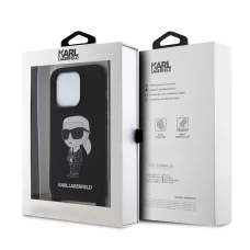  iPhone 15 Pro Max Karl Lagerfeld Liquid Silicone Crossbody Ikonik fekete tok (KLHCP15XSCBSKNK)