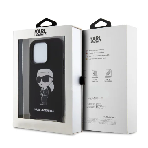  iPhone 15 Fekete Karl Lagerfeld Liquid Silicone Crossbody Ikonik tok (KLHCP15SSCBSKNK) - 2