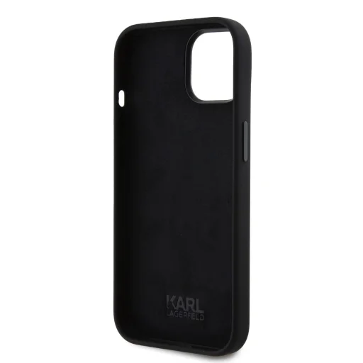  iPhone 15 Fekete Karl Lagerfeld Liquid Silicone Metal Ikonik tok (KLHCP15SSMHKNPK) - 2