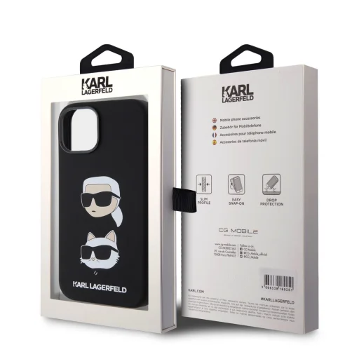  iPhone 15 Plus Karl Lagerfeld Liquid Silicone Karl and Choupette Heads fekete tok (KLHCP15MSDHKCNK) - 3