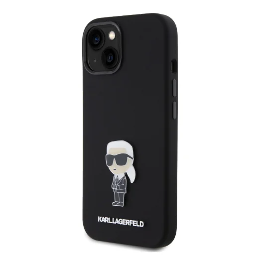  iPhone 15 Fekete Karl Lagerfeld Liquid Silicone Metal Ikonik tok (KLHCP15SSMHKNPK) - 3