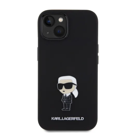  iPhone 15 Fekete Karl Lagerfeld Liquid Silicone Metal Ikonik tok (KLHCP15SSMHKNPK) - 5