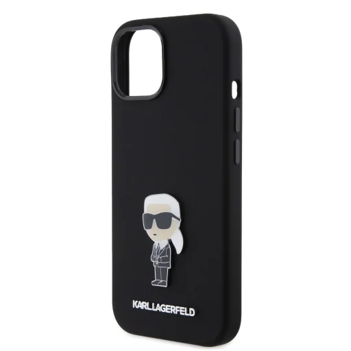  iPhone 15 Fekete Karl Lagerfeld Liquid Silicone Metal Ikonik tok (KLHCP15SSMHKNPK) - 6
