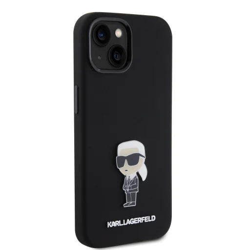  iPhone 15 Fekete Karl Lagerfeld Liquid Silicone Metal Ikonik tok (KLHCP15SSMHKNPK) - 7