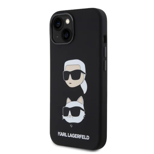  iPhone 15 Plus Karl Lagerfeld Liquid Silicone Karl and Choupette Heads fekete tok (KLHCP15MSDHKCNK) - 2