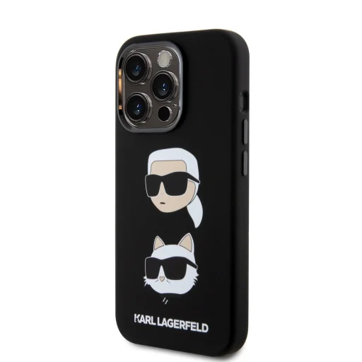  iPhone 15 Pro Max Karl Lagerfeld Liquid Silicone Karl and Choupette Heads fekete tok (KLHCP15XSDHKCNK) - 3