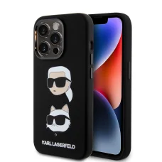 iPhone 15 Pro Karl Lagerfeld Liquid Silicone Karl and Choupette Heads fekete tok (KLHCP15LSDHKCNK)