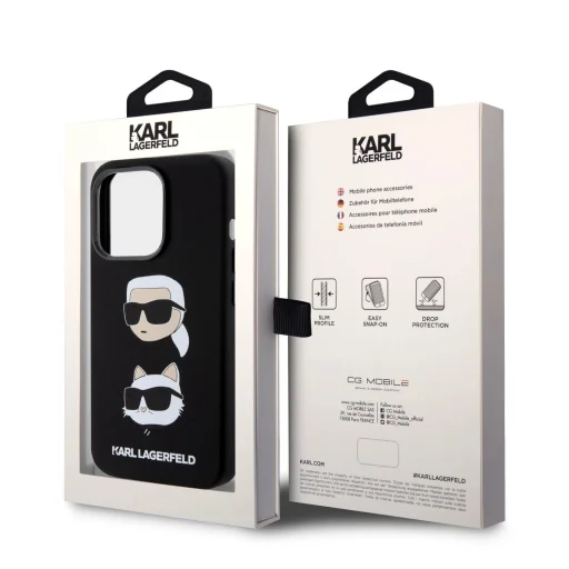  iPhone 15 Pro Max Karl Lagerfeld Liquid Silicone Karl and Choupette Heads fekete tok (KLHCP15XSDHKCNK) - 7