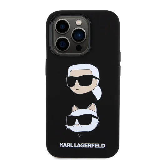  iPhone 15 Pro Max Karl Lagerfeld Liquid Silicone Karl and Choupette Heads fekete tok (KLHCP15XSDHKCNK) - 5