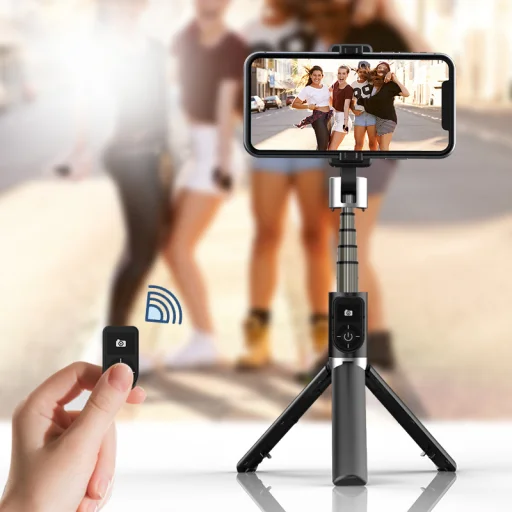 Selfie bot állvánnyal és bluetooth távirányítóval P70 fekete - 5