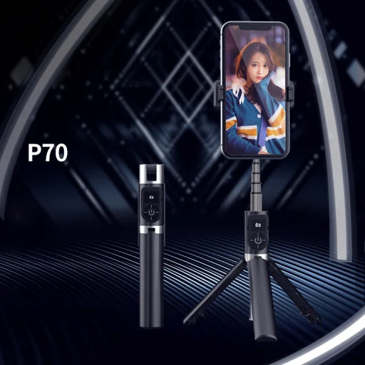 Selfie bot állvánnyal és bluetooth távirányítóval P70 fekete - 6