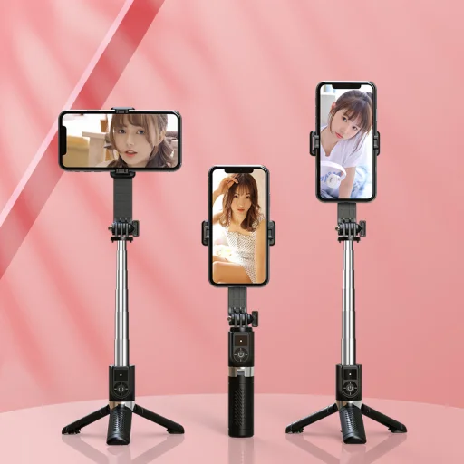 Selfie bot állvánnyal és bluetooth távirányítóval P08 fekete - 3