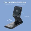 Összecsukható 3 az 1-ben MagSafe-kompatibilis vezeték nélküli töltő, utazótöltő 15W fekete álló verzió (HY026) Apple Watch, iPhone, Airpods thumbnail