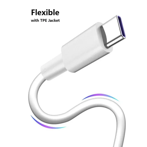 USB-A - USB-C 5A kábel 1m, fehér - 2