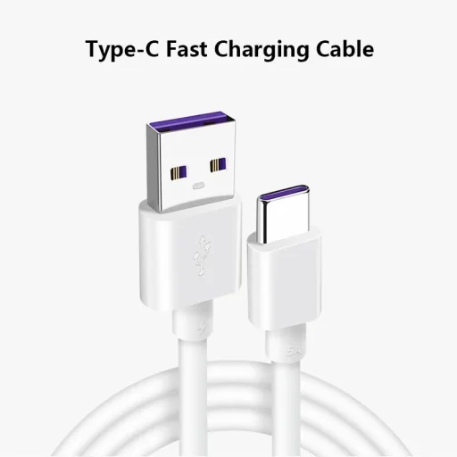 USB-A - USB-C 5A kábel 1m, fehér - 3