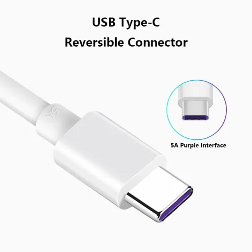 USB-A - USB-C 5A kábel 1m, fehér - 4