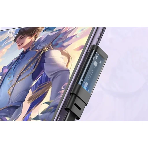 Mcdodo USB - USB-C CA-3423 kábel 90 fokos könyökkel 1.8m LED fekete - 8