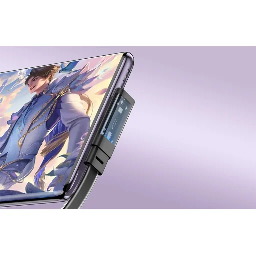 Mcdodo USB-C - USB-C CA-3450 kábel 90 fokos könyökkel 1.2m LED fekete - 2