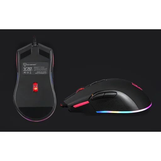 Motospeed V70 vezetékes gaming, gamer egér (fekete) RGB - 5