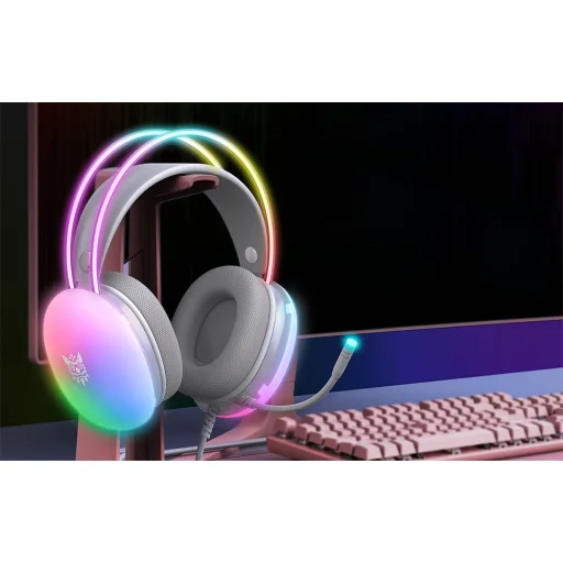 ONIKUMA X25 gaming, gamer fejhallgató fehér RGB - 6