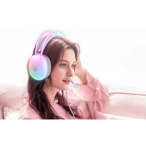 ONIKUMA X25 gaming, gamer fejhallgató fehér RGB - 7