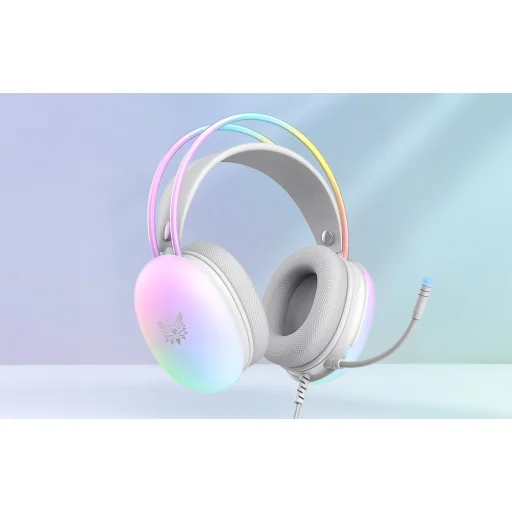 ONIKUMA X25 gaming, gamer fejhallgató fehér RGB - 4