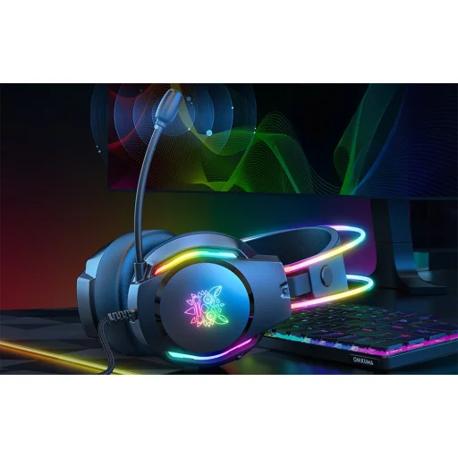 ONIKUMA X26 gaming, gamer fejhallgató fekete RGB - 6