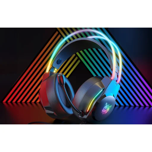 ONIKUMA X26 gaming, gamer fejhallgató fekete RGB - 7