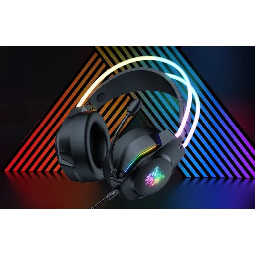 ONIKUMA X26 gaming, gamer fejhallgató fekete RGB - 8