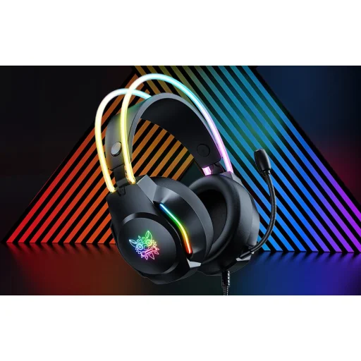 ONIKUMA X26 gaming, gamer fejhallgató fekete RGB - 9