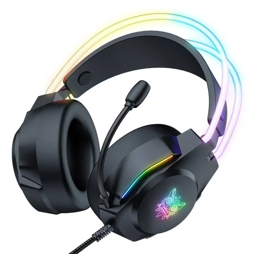 ONIKUMA X26 gaming, gamer fejhallgató fekete RGB - 11