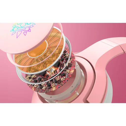 ONIKUMA K9 gaming, gamer fejhallgató rózsaszín RGB - 4