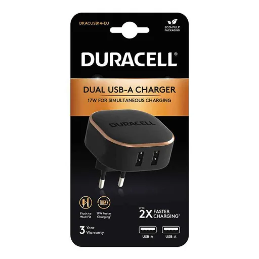 Duracell hálózati töltő adapter USB 3.4A 17W fekete - 2