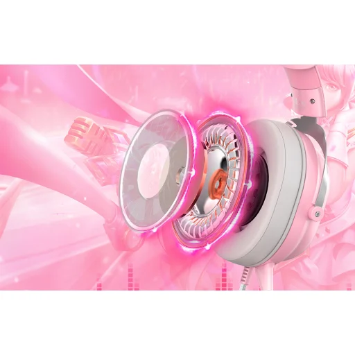 ONIKUMA X11 gaming, gamer fejhallgató rózsaszín RGB - 4