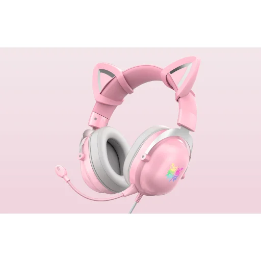 ONIKUMA X11 gaming, gamer fejhallgató rózsaszín RGB - 9